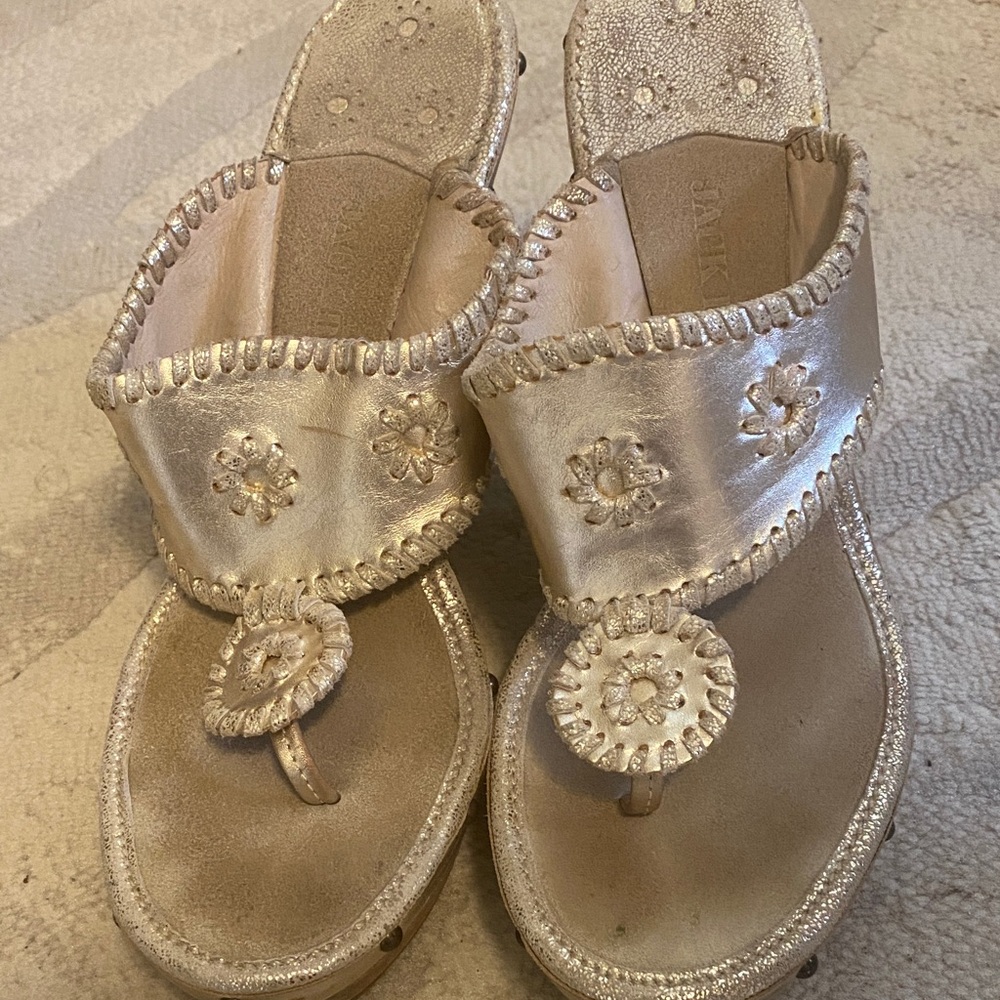 Jack Rogers Gold Embellished Sandals
